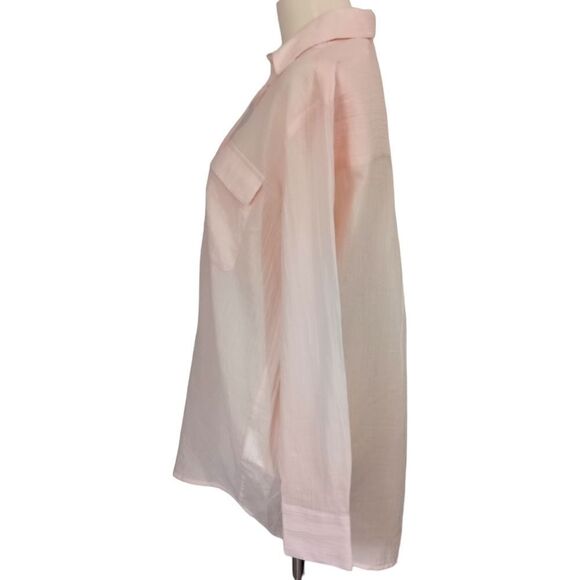 Club Monaco Gauzy Cotton Top Sz S Pink Old Money Quiet Luxury Relaxed Elizabina - Picture 6 of 16